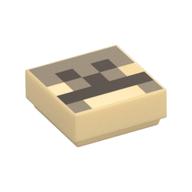 Tile 1 x 1 with Dark Brown Squares / Pixelated Camel Face Print (Tan)