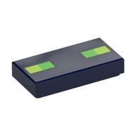 Tile 1 x 2 with Pixelated Face / Lime/Green Squares Print (Dark Blue)
