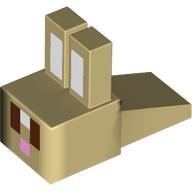 Animal Body Part, Rabbit Head Blocky with White Ears, Reddish Brown Eyes and Pink Nose Print (Tan)