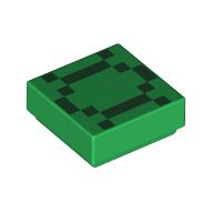 Tile 1 x 1 with Dark Green Squares / Pixelated Turtle Shell Print (Green)