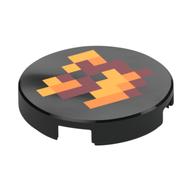 Tile Round 2 x 2 with Pixelated Fire Print (Black)