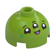 Brick Round 2 x 2 Dome Top, Vented Stud with 3-Eyed Alien Print (Lime)