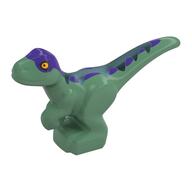 Animal, Dinosaur, Raptor, Baby, Medium Azure Top, Dark Purple Spots Print (Sand Green)