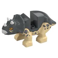 Animal, Dinosaur, Triceratops, Baby, Tan Underside, Dark Bluish Grey Spots Print (Dark Bluish Gray)