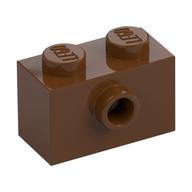 Brick Special 1 x 2 with 1 Center Stud on 1 Side, Bottom Stud Holder (Reddish Brown)