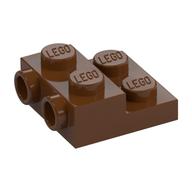 Plate Special 2 x 2 x 2/3 with Two Studs On Side and Two Raised [Half Hollow Anti-stud] - Updated Version (Reddish Brown)