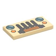 Tile 2 x 4 with Jeep Front Grille, Winch, and Headlights Print (Tan)