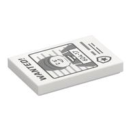 Tile 2 x 3 with Wanted Poster with 'WANTED' and '604-17' Print (White)