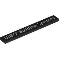 Tile 1 x 8 with 'LEGO Building Systems' Print (Black)