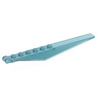 Hinge Plate 1 x 12 Locking with Angled Side Extensions and Tapered Ends, 7 Teeth (Opal Trans-Light Blue)