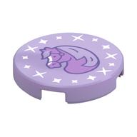 Tile Round 2 x 2 with Medium Lavender/Dark Purple Horse, White Stars Print (Lavender)