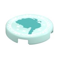 Tile Round 2 x 2 with Elsa Silhouette Print (Light Aqua)