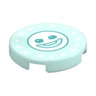 Tile Round 2 x 2 with Snowgie Face Print (Light Aqua)