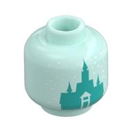 Minifig Head (No Face), Dark Turquoise Arendelle Castle Print (Light Aqua)