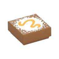 Tile 1 x 1 with Gold Snake/Worm on White Background Print (Medium Nougat)