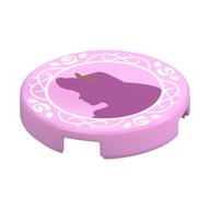 Tile Round 2 x 2 with Aurora Silhouette Print (Bright Pink)