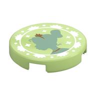 Tile Round 2 x 2 with Tiana Silhouette Print (Yellowish Green)