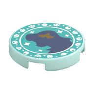 Tile Round 2 x 2 with Ariel Silhouette Print (Light Aqua)