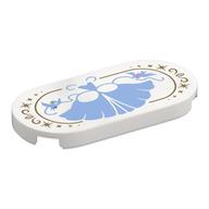 Tile Round 2 x 4 with Medium Blue Evening Gown (Cinderella Dress) Print (White)