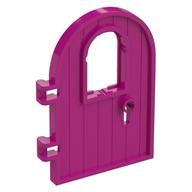 Door 1 x 4 x 6 Round Top with Window and Keyhole, Reinforced Edge (Magenta)