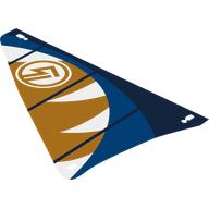 Sail, Triangular, 3 Corner Holes, Dark Blue, Blue, Orange, and White Decorations Print (Trans-Clear)