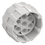 Wheel Hard Plastic, Treaded with 7 Pin Holes, Inner Ring (37mm D. x 22mm) (White)