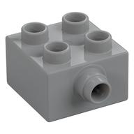 Duplo Brick 2 x 2 - Grooved Pin on Side (Light Bluish Gray)