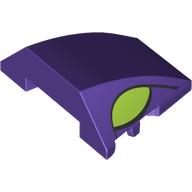 Brick Wedged, Curved 4 x 3 No Studs with Lime Eyes Print (Dark Purple)