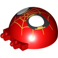 Windscreen 6 x 6 x 3 Dome with Dual 2 Fingers with Spider-Man Face, Gold Webs Print (Red)