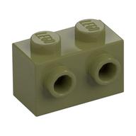 Brick Special 1 x 2 with 2 Studs on 1 Side (Olive Green)