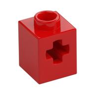 Technic Brick 1 x 1 with Axle Hole (Red)