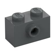 Brick Special 1 x 2 with 1 Center Stud on 1 Side, Bottom Stud Holder (Dark Bluish Gray)