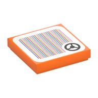 Tile 2 x 2 with Steering Wheel and Barcode Print (Sticker) (Orange)