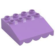 Duplo Roofpiece Slope 33 4 x 4 with Awning Overhang with 5 Bottom Tubes (Medium Lavender)