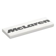 Tile 2 x 6 with Black 'McLaren' Print (White)