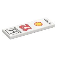Tile 2 x 6 with 'HONDA', Red 12, Shell Logo, 'McLaren' Print (White)