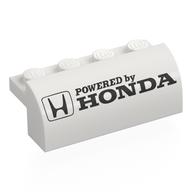 Brick Curved 2 x 4 x 1 1/3 with 'POWERED BY HONDA' Print (White)