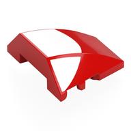 Brick Wedged, Curved 4 x 3 No Studs with White Semi-Circle Print (Red)
