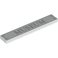 Tile 1 x 6 with Silver 'MUSEUM', Border Print (White)