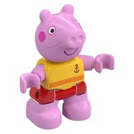 Duplo Figure Child, Pig with Dark Pink Cheeks, Red Swimming Trunks Print (Yellow)