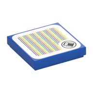 Tile 2 x 2 with Dorrie and Barcode Print (Sticker) (Blue)