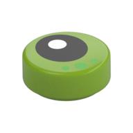 Tile Round 1 x 1 with Black Pupil, Green Dots Print (Lime)