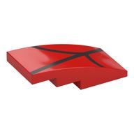 Brick Curved 4 x 2 No Studs with Black Lines (Webbing) Print (Red)