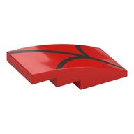 Brick Curved 4 x 2 No Studs with Black Lines (Webbing) Print (Red)