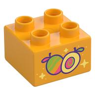 Duplo Brick 2 x 2 with Fruit Print (Bright Light Orange)