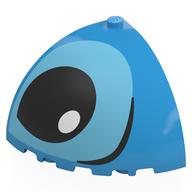 Brick Round Corner 5 x 5 x 3 1/3 Quarter Dome Top with Black and Medium Azure Eye Right Print (Dark Azure)