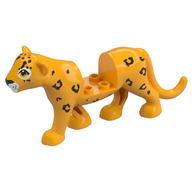 Animal, Tiger with 2 x 2 Cut-Out with White Face, Black Leopard Spots Print (Bright Light Orange)