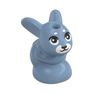 Animal, Rabbit / Bunny, Baby Sitting with Black Eyes, White Nose, Eyebrows Print (Young Melody) (Sand Blue)