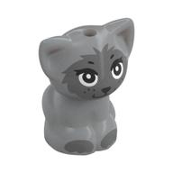Animal, Cat, Kitten Sitting with Dark Bluish Grey Face and Paws Print (Gertrude) (Light Bluish Gray)