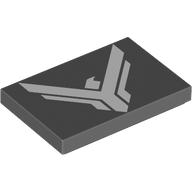 Tile 2 x 3 with White Atreides Bird Insignia Print (Dark Bluish Gray)